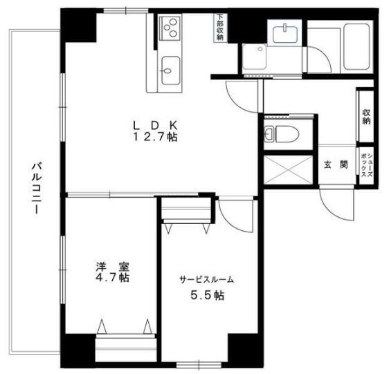 パウロニアバレーテイク12大口通(1SLDK/4階)の間取り写真