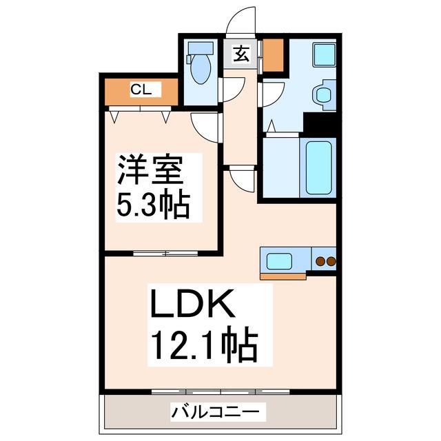 クロノス25上熊本(1LDK/6階)の間取り写真