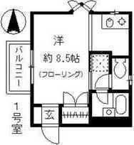 ヒルズ内山(ワンルーム/1階)の間取り写真