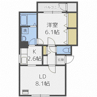 グリーンコースト麻生(1LDK/1階)の間取り写真