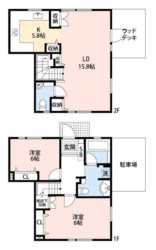 PARKSIDE(2LDK/1階)の間取り写真