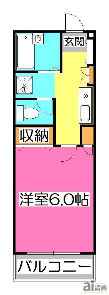 クレセントくすのき台(1K/3階)の間取り写真