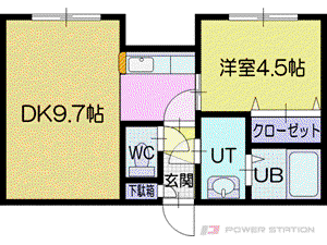 ロワンモンティーニュ(1LDK/2階)の間取り写真