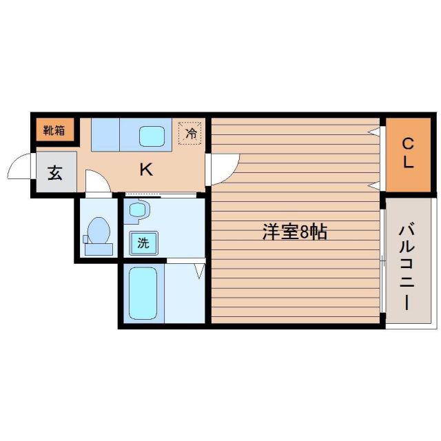 YUKISAI(1K/1階)の間取り写真