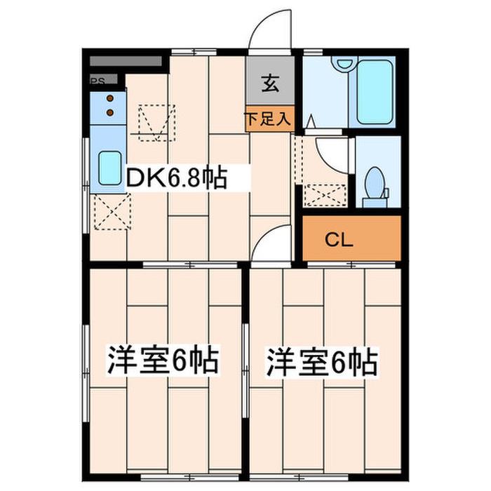 ルミエール南林間(2DK/1階)の間取り写真