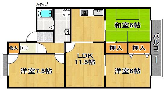 シャイニーしばたII(3LDK/2階)の間取り写真