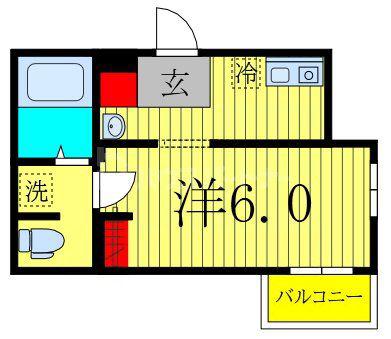 MELLAS大宮(1K/2階)の間取り写真
