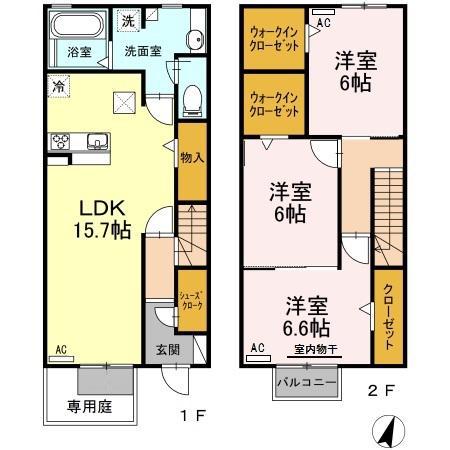 ルージュ ブラン A(3LDK/1階)の間取り写真