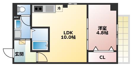 ソリティア茨木(1LDK/3階)の間取り写真
