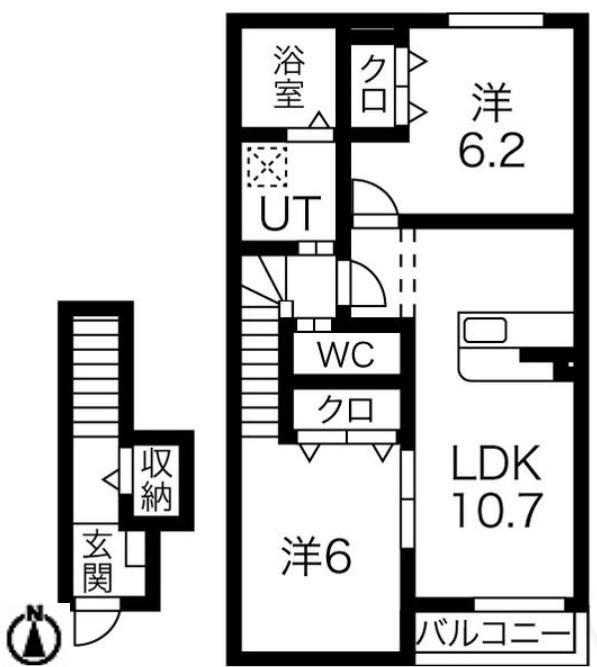オアシス(2LDK/2階)の間取り写真