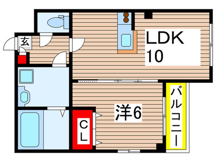 カーサメイプル千葉中央(1LDK/2階)の間取り写真