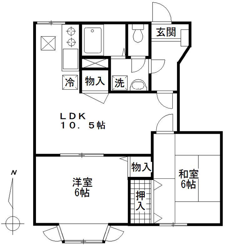 メゾンドファミーユII(2LDK/1階)の間取り写真