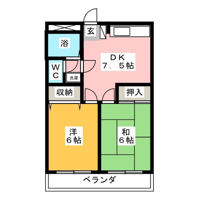 セントラルハイツ(2DK/1階)の間取り写真