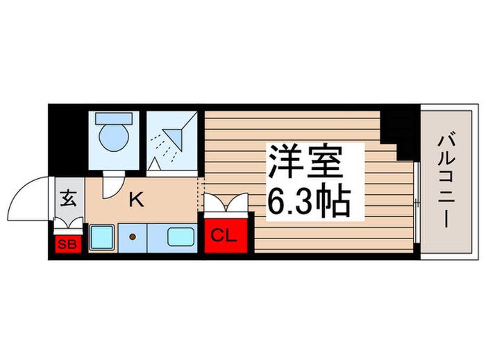 グランヒル松戸(1K/2階)の間取り写真