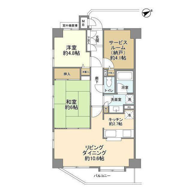 東急ドエルアルス淵野辺(2SLDK/8階)の間取り写真