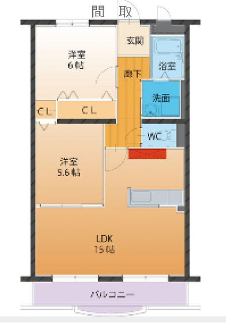 ハートフルタウン・壱番館(2LDK/3階)の間取り写真