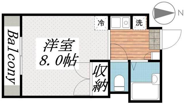 ブランドミール(1K/2階)の間取り写真