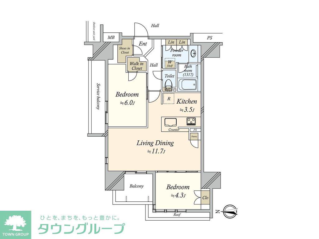 リニアゲートタワー名古屋(2LDK/14階)の間取り写真