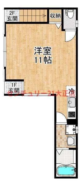 JR大阪環状線 弁天町駅 徒歩10分 2階建 築1年(ワンルーム/1階)の間取り写真