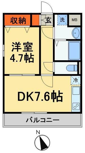 サン・ルピナス(1DK/1階)の間取り写真