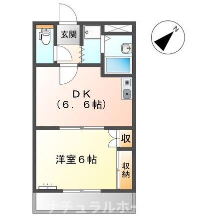 スカイウィング草間(1DK/2階)の間取り写真
