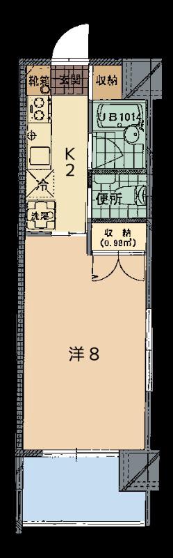 キャッスルライト(1K/7階)の間取り写真