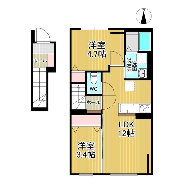 ハイムメゾン双葉町B棟(2LDK/2階)の間取り写真