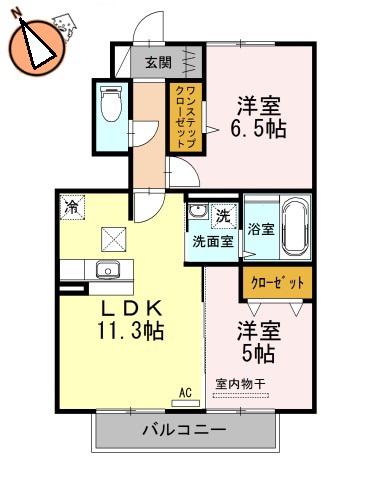ロン・ラポール C棟(2LDK/1階)の間取り写真