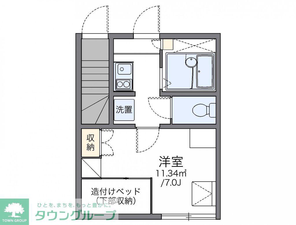 レオパレス本城(1K/1階)の間取り写真