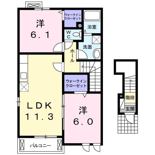 ソレイユ シャトウ(2LDK/2階)の間取り写真