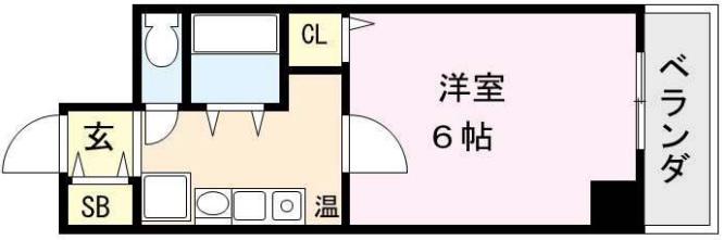 フィレンツェ船場南(1K/2階)の間取り写真
