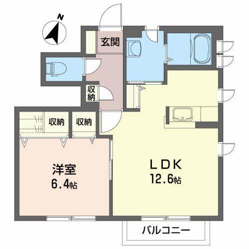プロムナード鹿島(1LDK/1階)の間取り写真