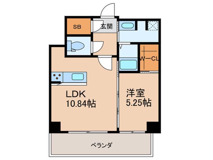CREST西新(1LDK/12階)の間取り写真