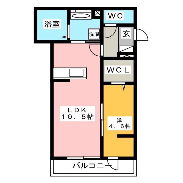 グランヴィア徹明通(1LDK/2階)の間取り写真