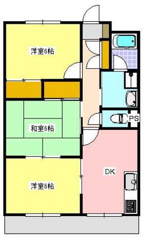 ウィステリア(3DK/3階)の間取り写真