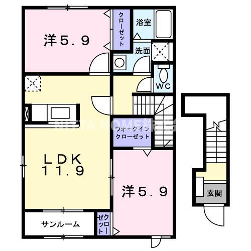 カレント(2LDK/2階)の間取り写真