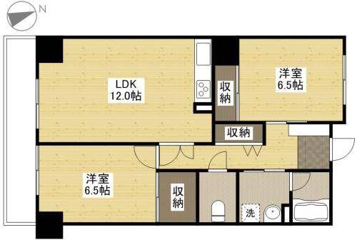 クリスタルビル(2LDK/3階)の間取り写真