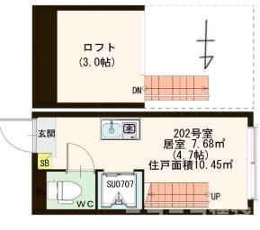CLAVEL(ワンルーム/1階)の間取り写真