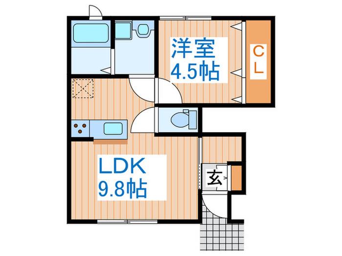 アグレアーブル山手町(1LDK/1階)の間取り写真