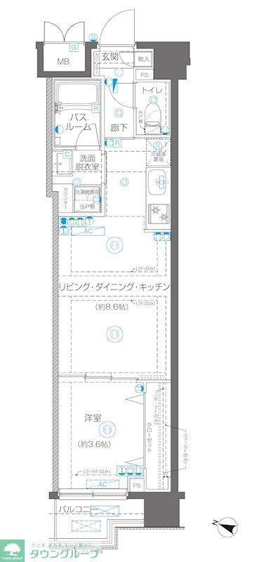 AELL横浜吉野町(1LDK/6階)の間取り写真