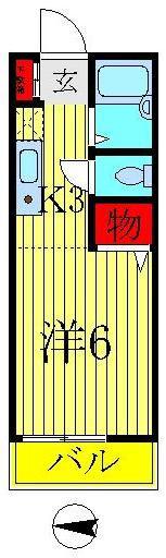 AD南柏(1K/2階)の間取り写真