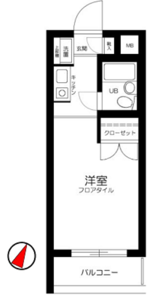 スカイコート蒲田第5(1K/2階)の間取り写真
