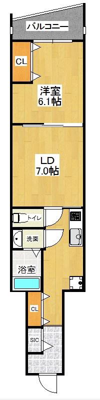 ブロンテ明石(1LDK/3階)の間取り写真