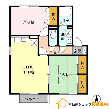 アークフラッツII C棟(2LDK/2階)の間取り写真