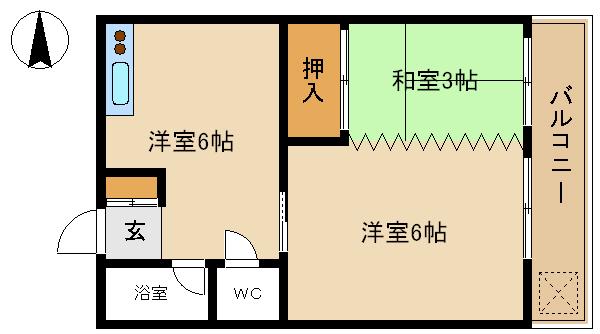 第1マンション龍(2DK/2階)の間取り写真
