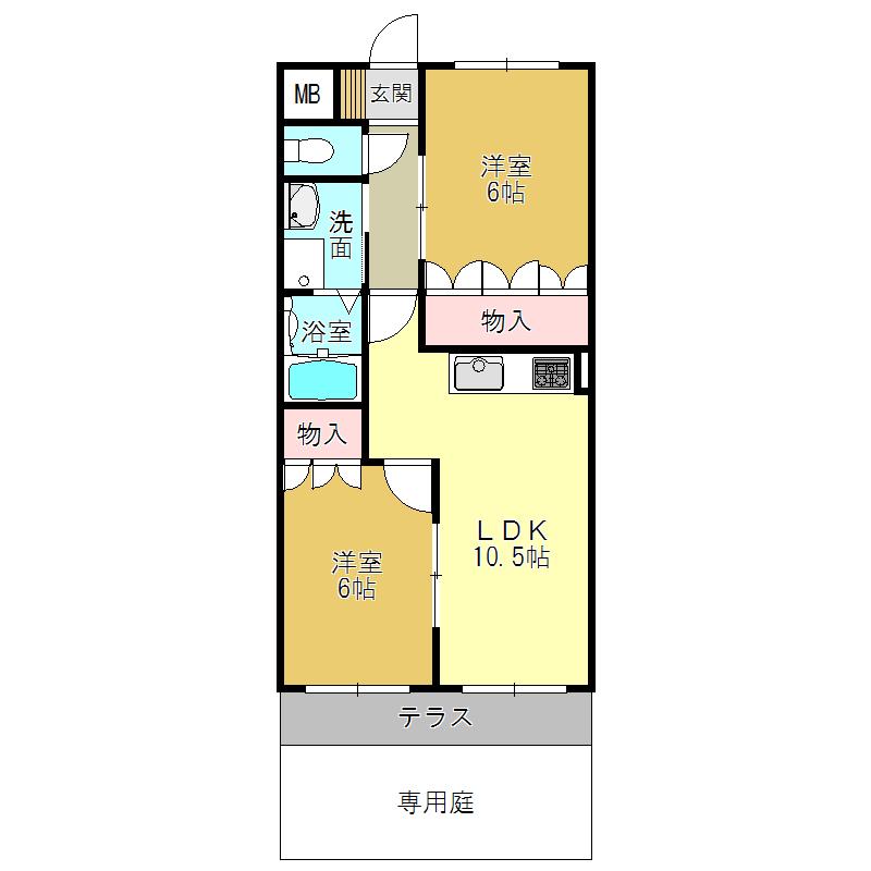 グランドパレス(2LDK/1階)の間取り写真