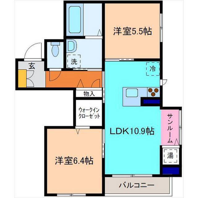プリヴィーボ(2LDK/3階)の間取り写真