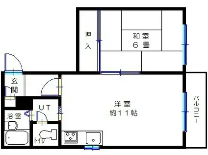 グレイス澄川(1LDK/1階)の間取り写真