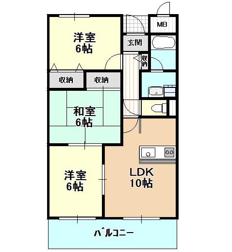 セピアコートタナカ(3LDK/1階)の間取り写真
