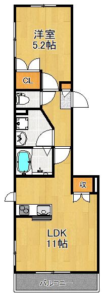MAISON DE MUGUET(1LDK/1階)の間取り写真